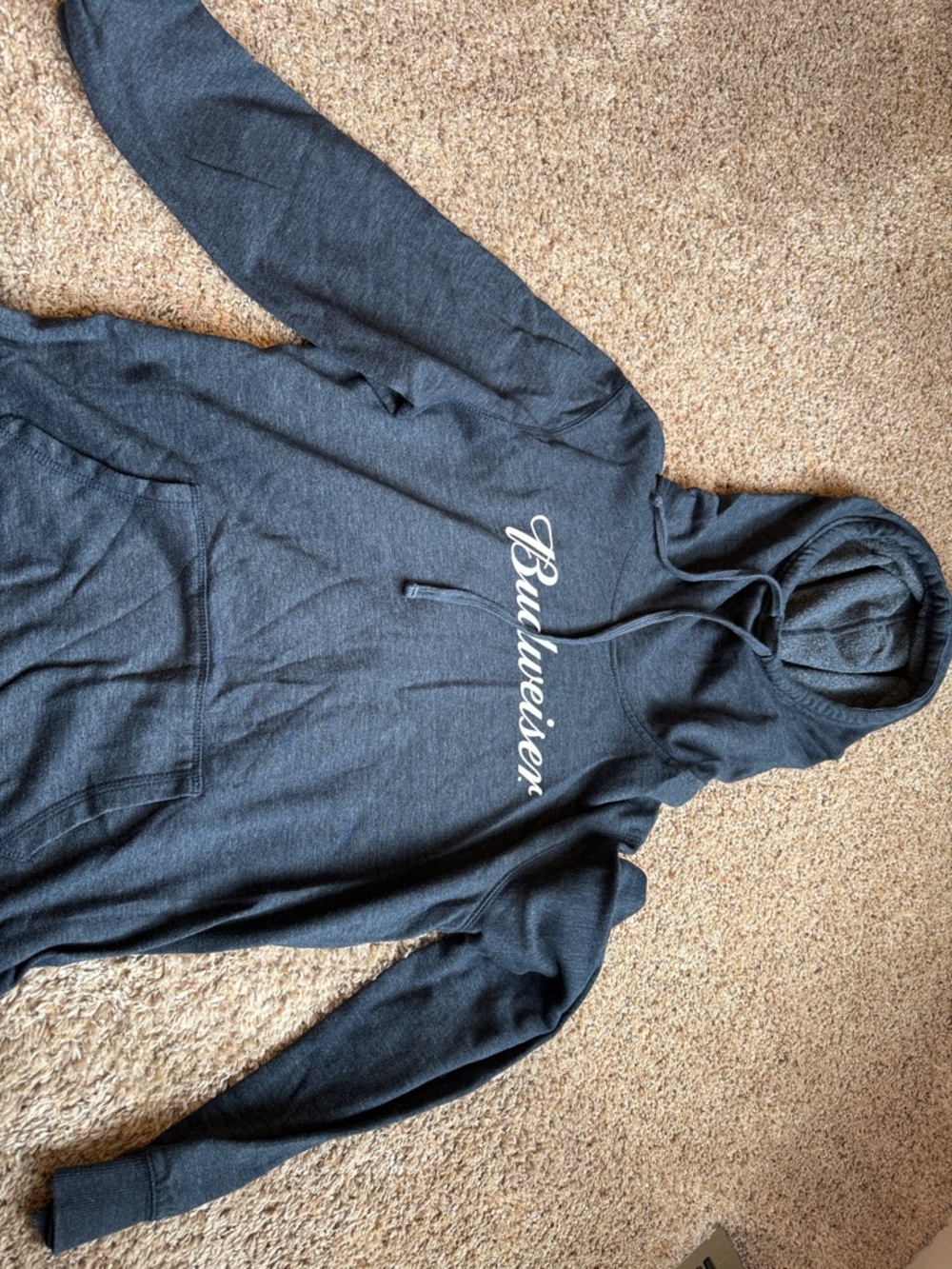 Budweiser Charcoal Gray Pullover Hoodie with Script Logo
